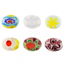 Millefiori beads oval flower 8x6mm - Multicolour
